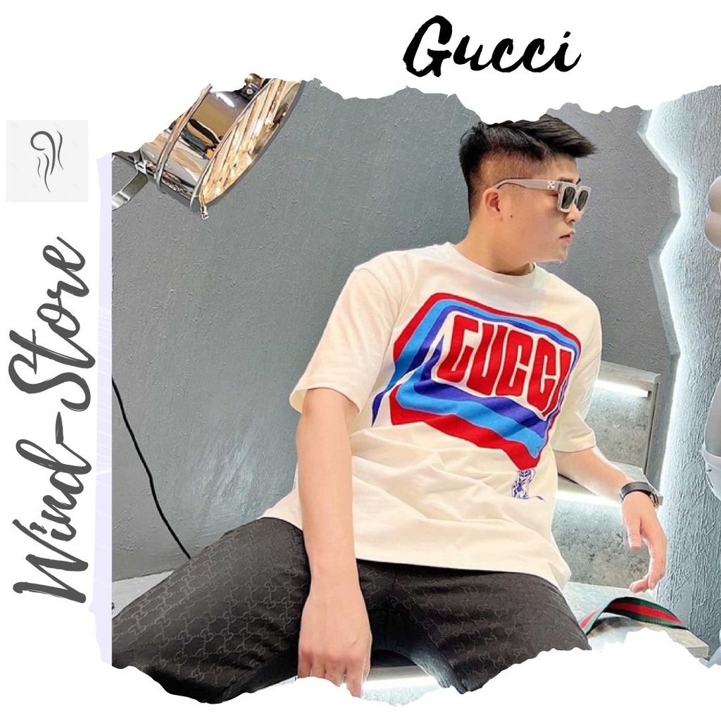 Áo Phông Nam In Chữ Gucci - Áo Thun Nam Nữ Gucci Chất Liệu Cotton Thoáng Mát Trẻ Trung(Wind-Store)