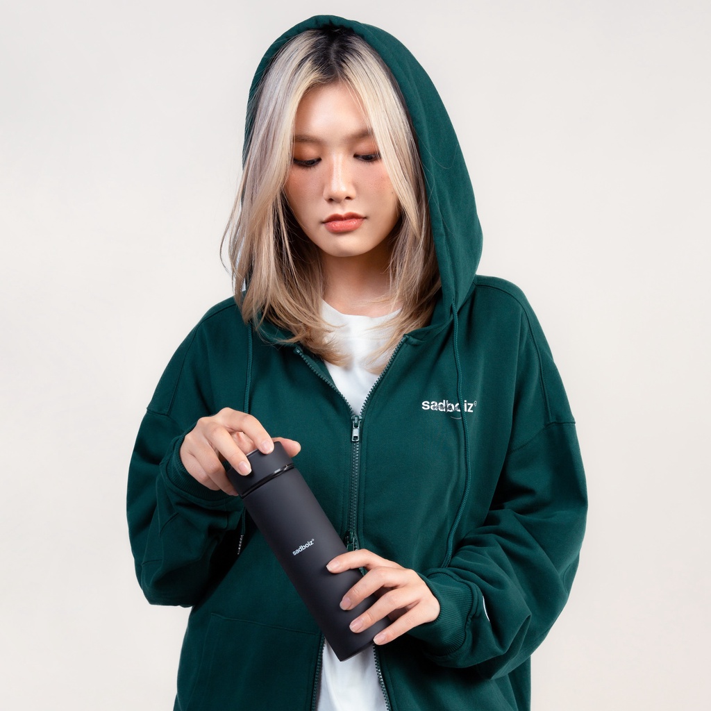 Áo hoodie zipper SADBOIZ Lowkey Mallard green