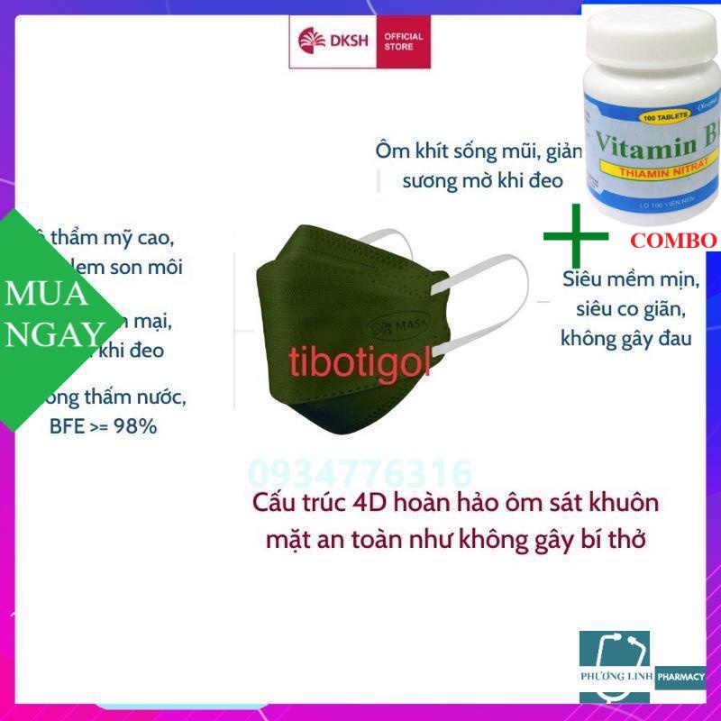 Combo Vitamin B1 chai 100 viên+ Khẩu Trang Y Tế N94  4D  Nam Anh .Đạt chuẩn kháng khuẩn ( bịch 10 cái)