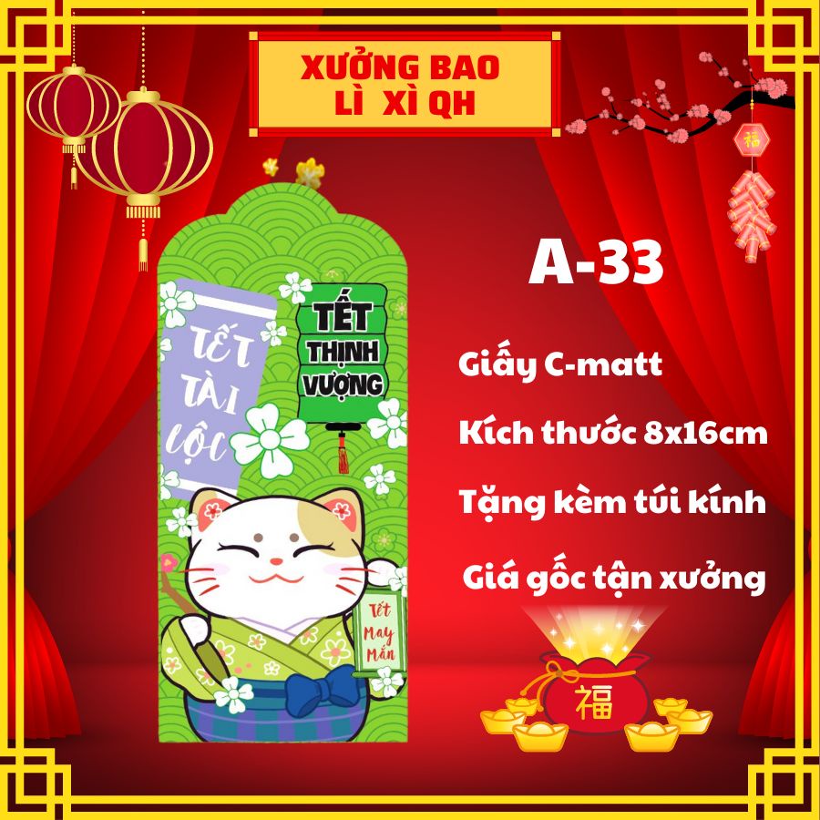 🧧50 Bao Lì Xì Tết 2023 Xuân Quý Mão Mẫu Đẹp Giấy C125 Được chọn mẫu (Tặng kèm túi đựng) Bảng mẫu A