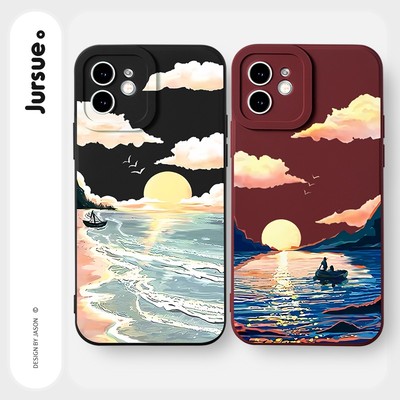 Ốp lưng JURSUE mềm chống bẩn hình độc lạ đen Cho iPhone 17 16 15 14 13 12 11 Pro Max SE 2020 X XR XS ip 8 7 Plus Y2460