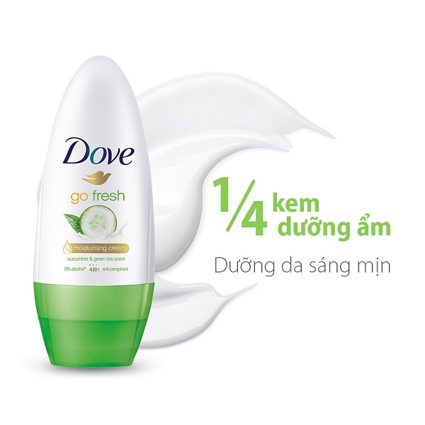 Lăn Khử Mùi Dove 40ml Ngăn Mùi 48H Dưỡng Da Sáng Mịn Với 1/4  Kem Dưỡng Ẩm Dove Deodorant 40ml