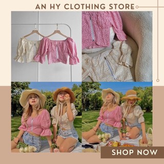 (có bán sỉ,ảnh thật,hoả tốc)🍊emma_croptop🍍(áo hoa phối khoá kéo)