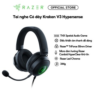 Tai nghe game có dây Razer Kraken V3 nhẹ 285g có Led RGB Micro tháo rời chồng ồn chủ động công nghệ TriForce 40mm