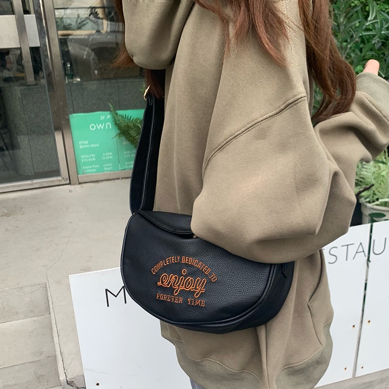 Túi Đeo Vai Màu Trơn Thêu Họa Tiết Thời Trang Cao Cấp Cho Nữ