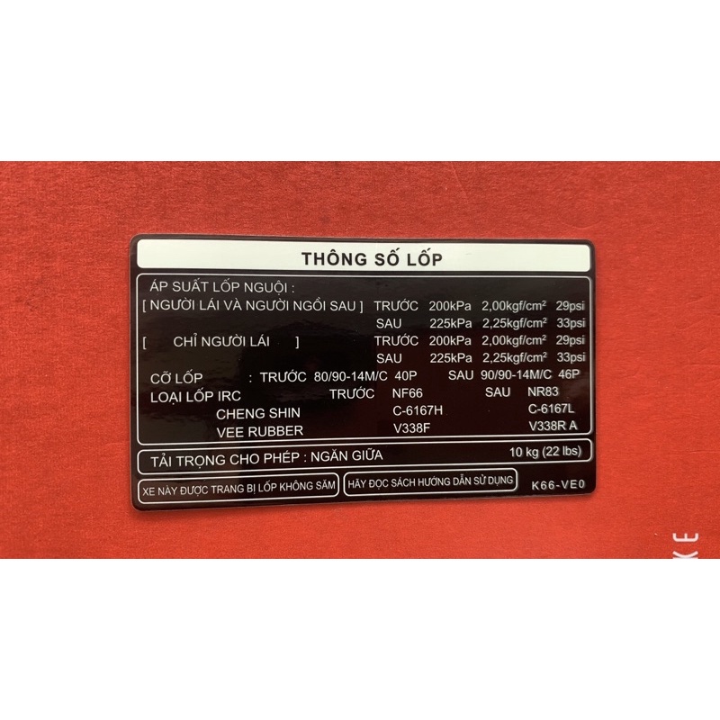 Tem thông số + ghi nhớ các đời xe 2020-2023 ..Hàng zin  chuẩn hãng honda