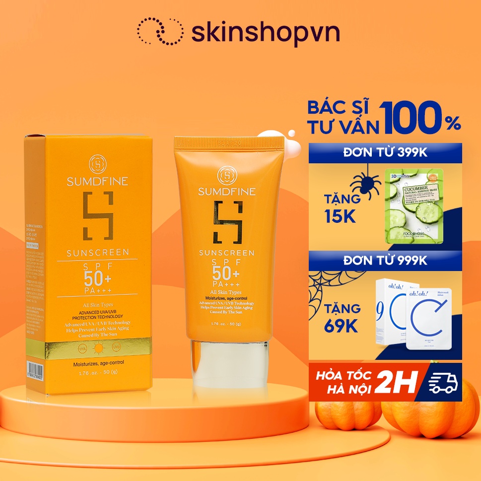 Kem Chống Nắng SumDfine Mọi Loại Da Chống Nắng Vật Lý Nâng Tone Sunscreen Hàn Quốc SPF 50+, PA+++