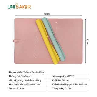 Tấm Silicon Nhào Bột Có Đai UNIBAKER 40x60cm
