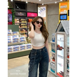 Áo thun dáng ngắn cộc tay cổ tròn croptop Jimmy Top Mayberoom