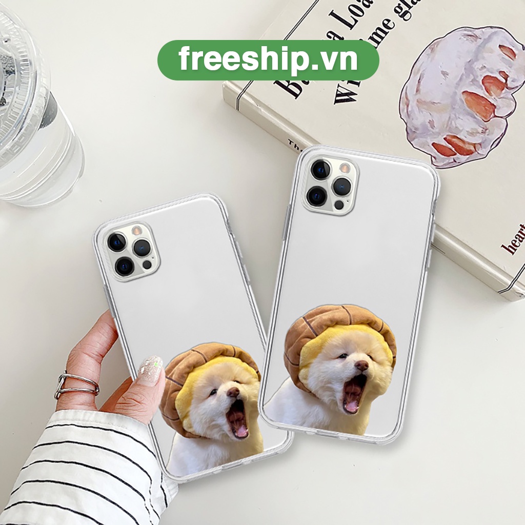 Ốp lưng iphone chó đội mũ hài hước ốp trong suốt bảo vệ camera 6/7plus/8/8plus/x/xr/xs/11/12/13/14/pro/max/plus/promax