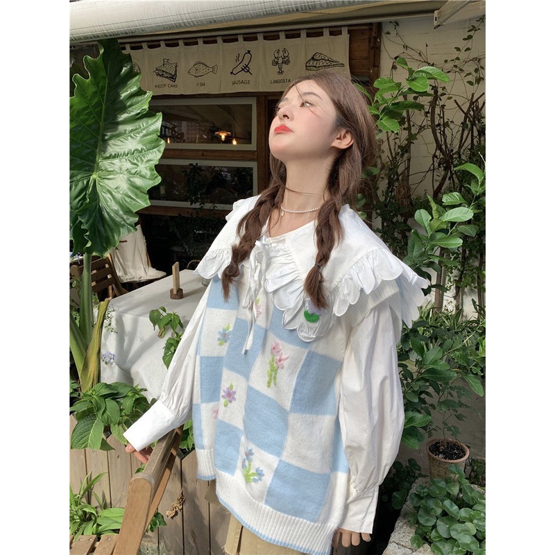 Áo ghi lê nữ Áo Sweater Dệt Kim Màu Sắc Tương Phản Phong Cách Hàn Quốc Thời Trang Thu Đông Cho Nữ