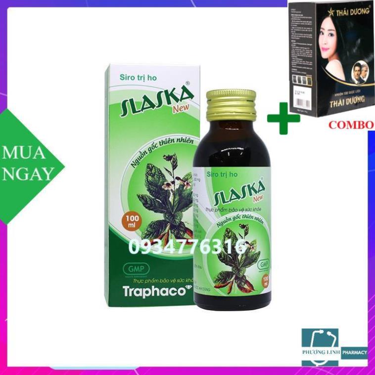 Combo Gội Là Đen Thái Dương+ SIRO HO SLASKA NEW TRAPHACO - giảm ho lâu ngày, ho gió, ho khan, ho có đờm đặc