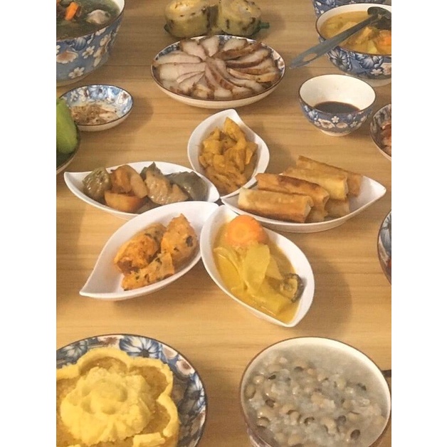 Dĩa hình lá dài nhựa Melamine nhiều màu