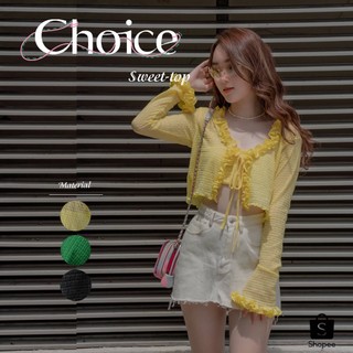 Set Áo Croptop Tay Dài CHOICE Cột Nơ Kèm Áo Ống Cúp Ngực SWEET-TOP