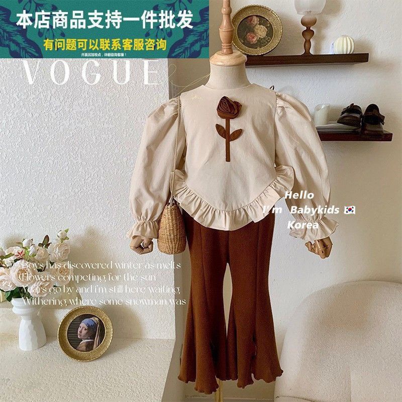 Sét đồ bộ bé gái 22332 Sét áo sơ mi thô phối quần x.ẻ size 10-25kg