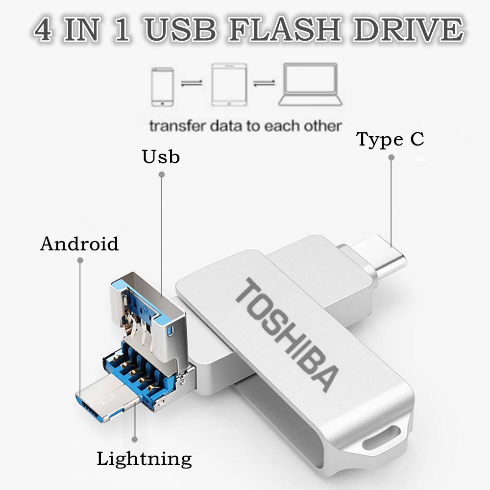 TOSHIBA Ổ Đĩa Flash Usb 3.0 4 Trong 1 1TB Otg Cho Điện Thoại