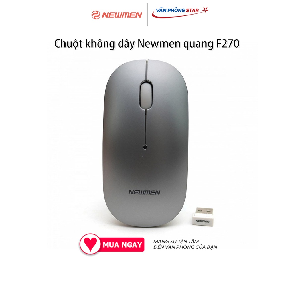 Chuột không dây Newmen quang F270, kết nối Chuẩn giao tiếp USB-Wireless, di chuyển được trên nhiều bề mặt, 1000CPI