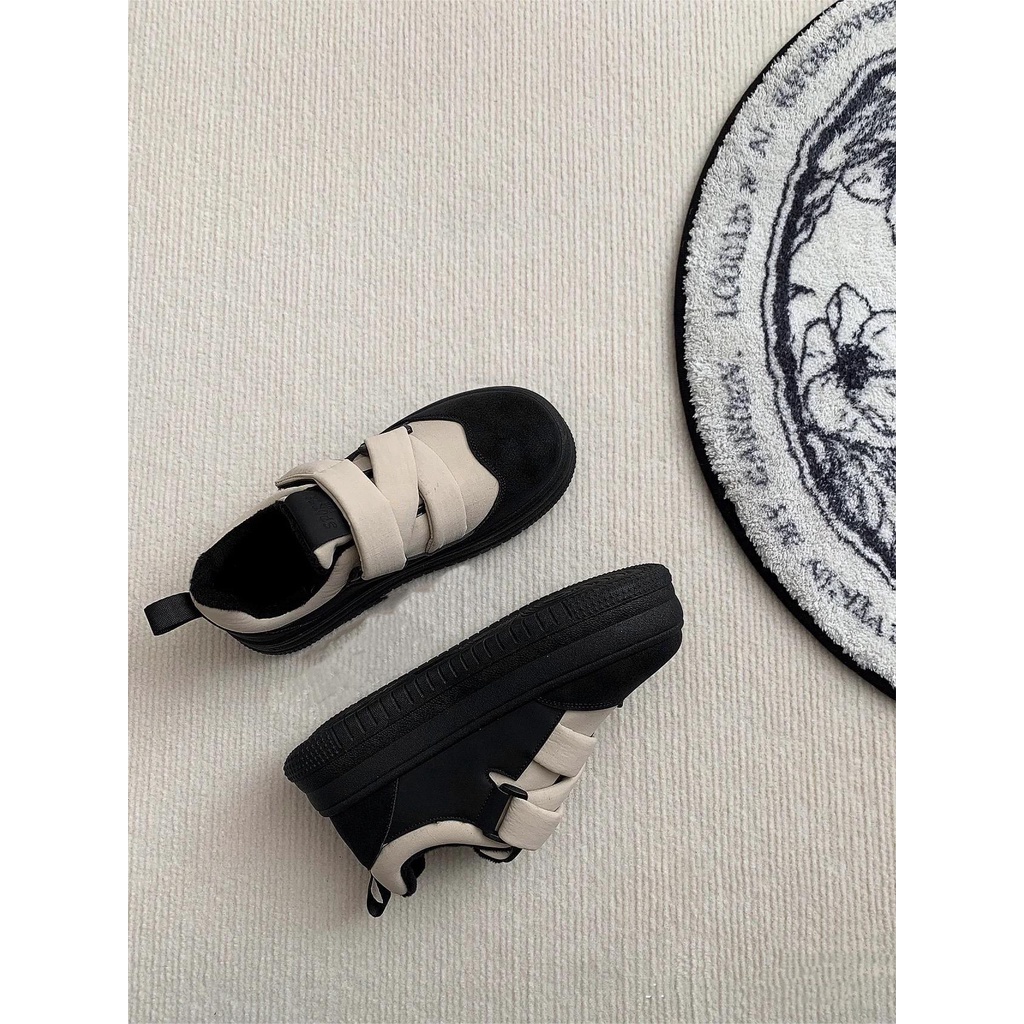 Giày Lười Khóa Dán Phong Cách Retro Dễ Thương Thời Trang Thu Đông 2022 Dành Cho Nữ