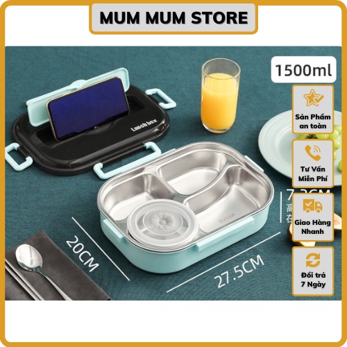 Hộp cơm văn phòng + Túi giữ nhiệt - Kèm bộ đũa thìa  và bát canh inox 304