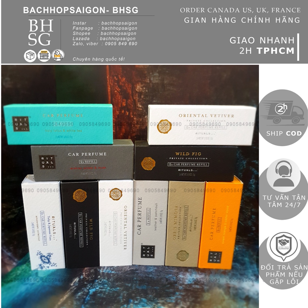 Refill Sáp thơm ô tô kẹp cửa gió rituals car perfumes - lõi nạp lại
