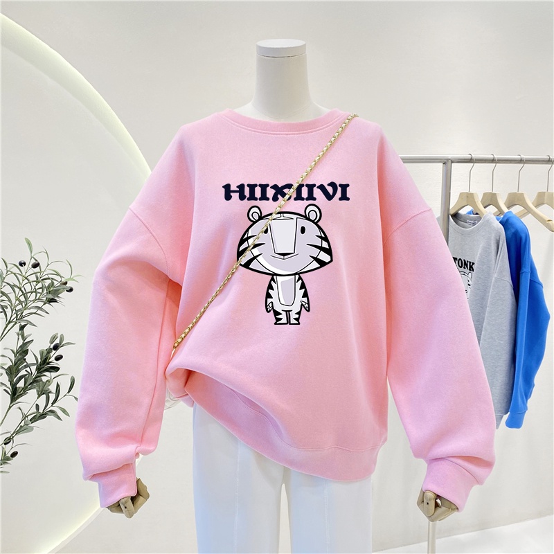 NRVP Áo Thun Nữ Dài Tay Dáng Rộng In Hình Phong Cách Hàn Quốc Mới