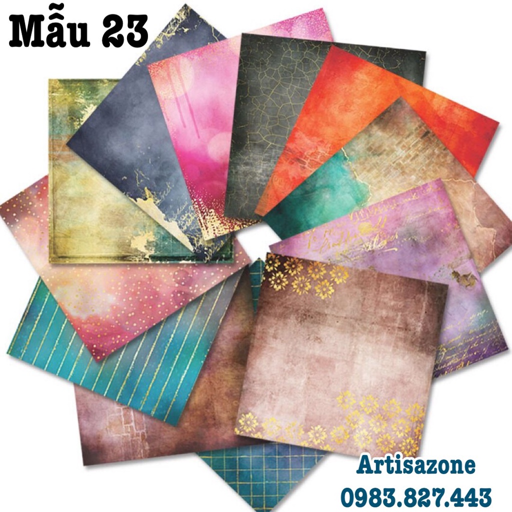 Giấy họa tiết Vintage làm Lovebox, scrapbook - Set 16 tờ hoặc 12 tờ