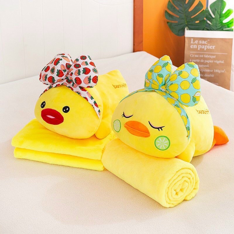Bộ chăn văn phòng 2in1 Vịt vàng (Gấu bông vịt vàng kèm chăn đắp)