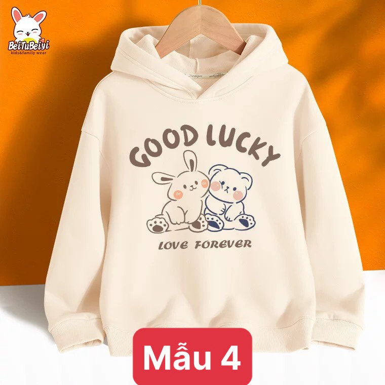 Các mẫu Áo hodi cho bé in hình thỏ dễ thương từ 9 đên 33kg dáng rộng chất nỉ bông siêu cute