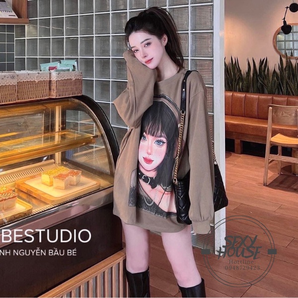 Áo len thun thu đông, áo thun dài tay cô gái đeo tai nghe A07 SEXYHOUSE
