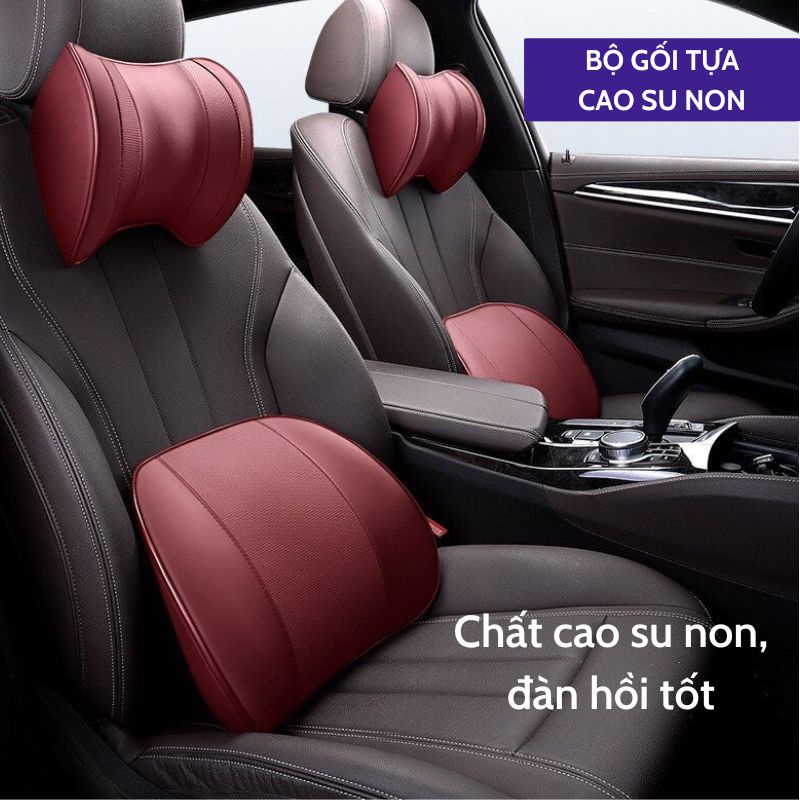 Bộ gối tựa đầu và tựa lưng trên ô tô thiết kế tinh tế, sang trọng, chất liệu da cao su non cao cấp, đem lại sự thoải mái | BigBuy360 - bigbuy360.vn