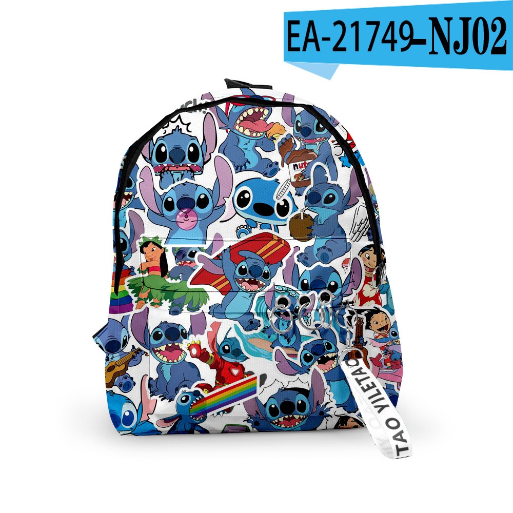 Ba Lô Oxford Nhỏ In Hình Stitch 3D Thời Trang Có Móc Khóa