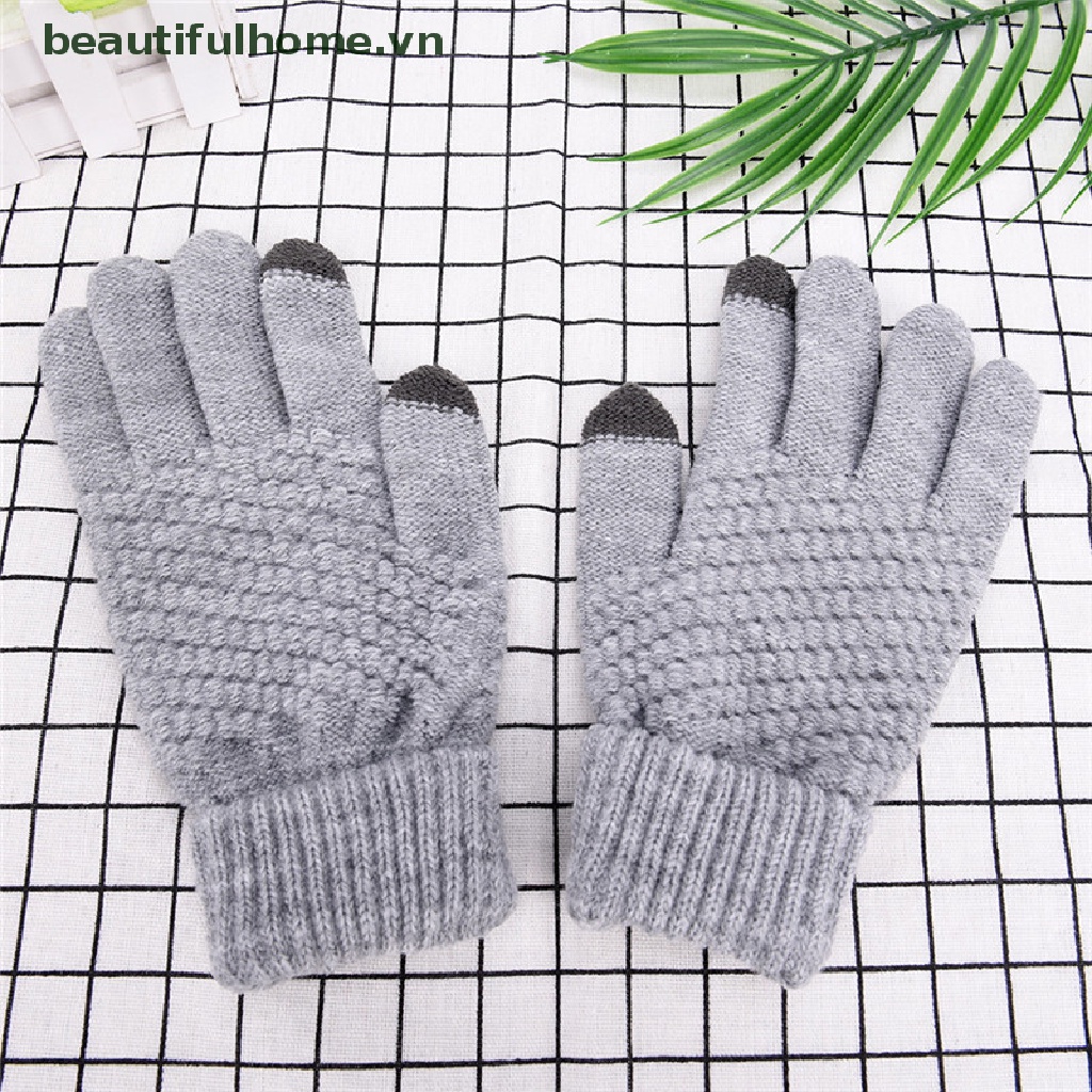 Găng Tay Len Giữ Ấm Mùa Đông Có Thể Sử Dụng Màn Hình Cảm Ứng Dành Cho Nam Nữ