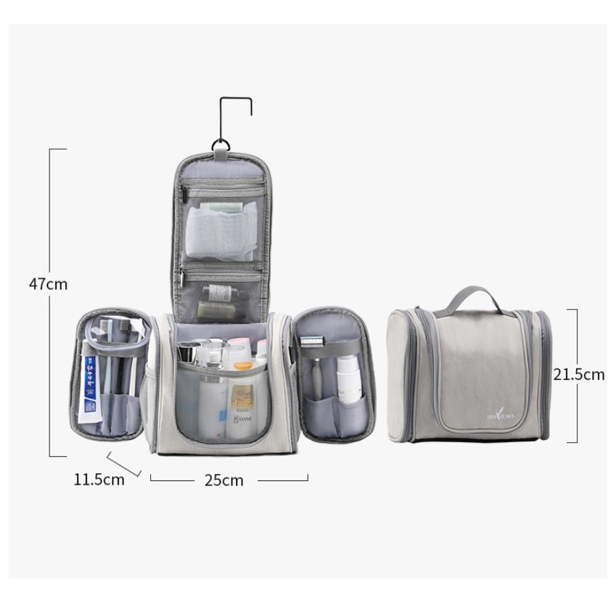 Túi Da PU Đựng Mỹ Phẩm Cỡ Lớn Chống Thấm Nước Tiện Dụng Mang Đi Du Lịch