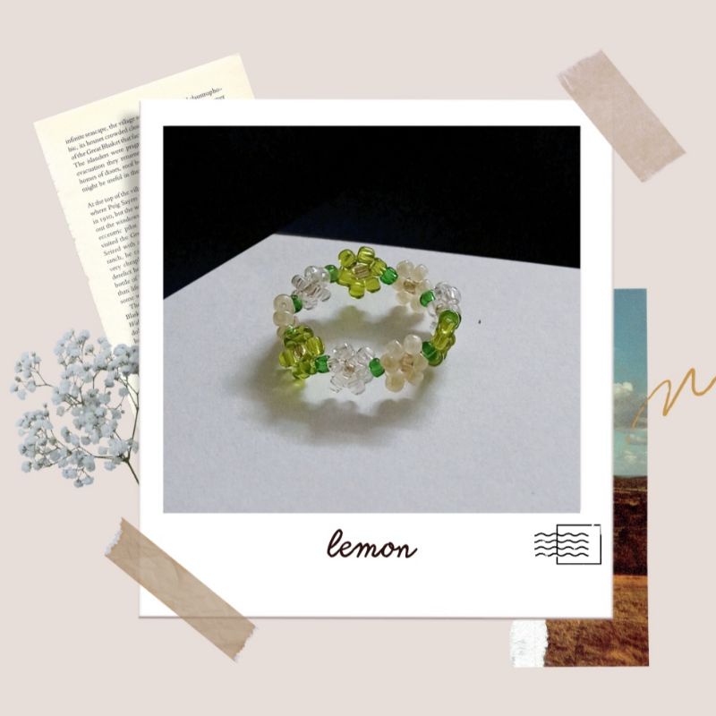 Nhẫn hạt cườm kết hoa nhí kiểu Hàn|beaded flower ring