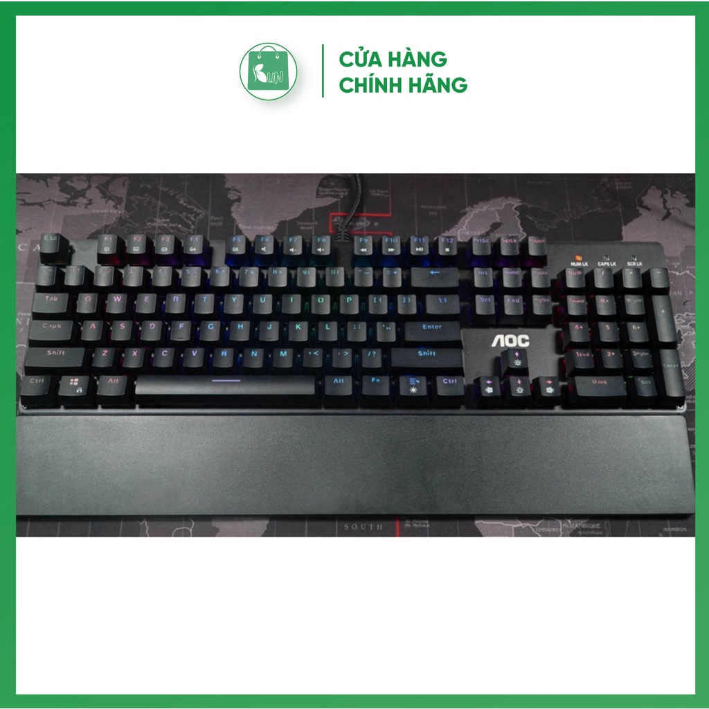 Bàn phím AOC GK500 ĐEN Gaming Phím cơ Led RGB - Hàng chính hãng