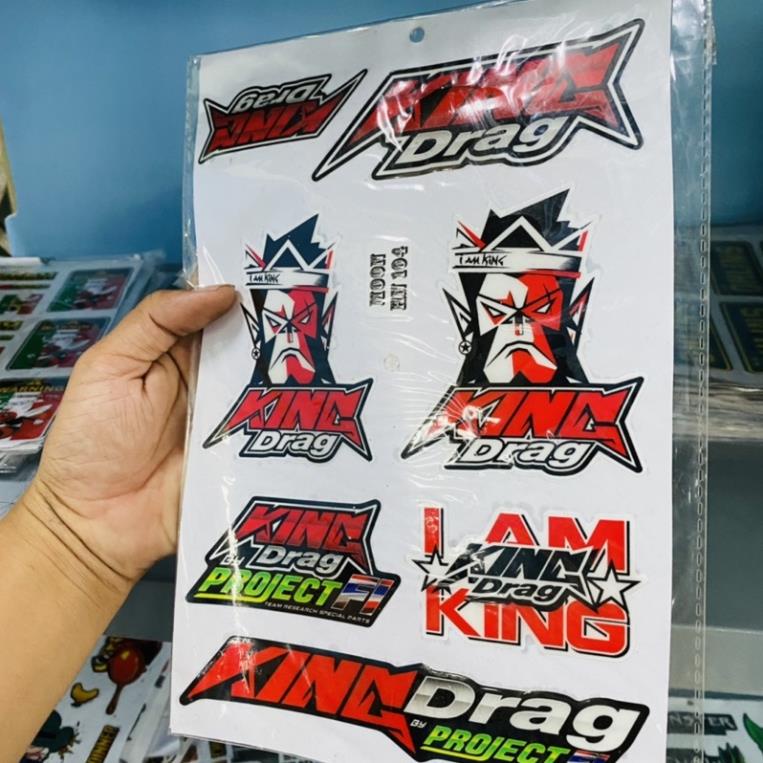 Logo king drag keo nổi dán đầu xe