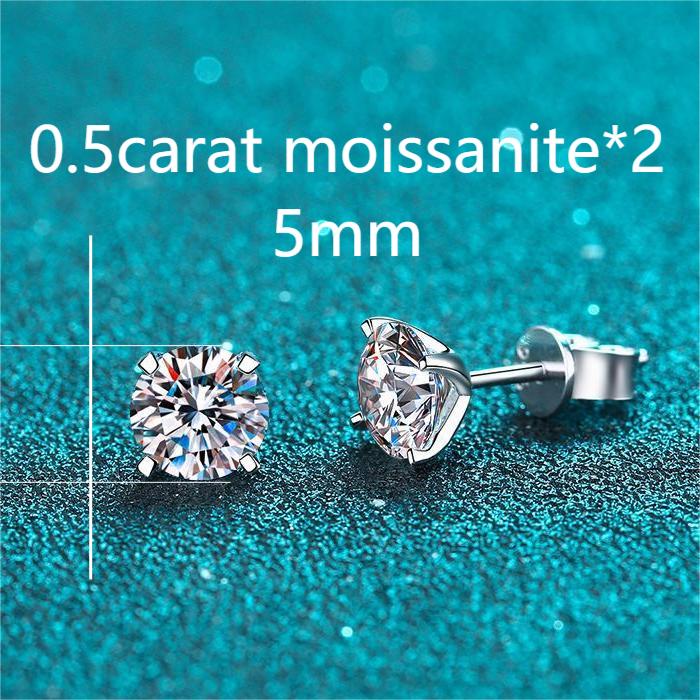 XDY-956 Bông tai đinh bạc nữ 925 Sterling, 0,5 carat Moissanite * 2 (có giấy chứng nhận)
