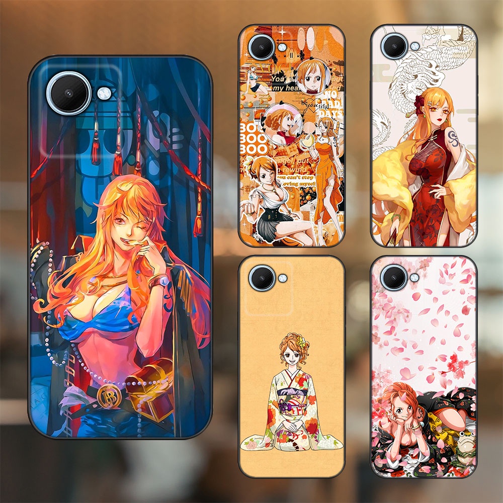 Ốp lưng Realme C30 viền đen in hình Nami One Piece Đảo Hải Tặc