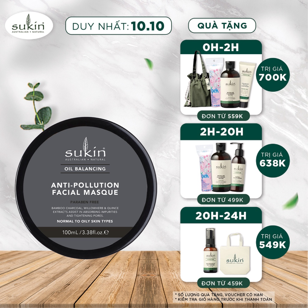 Mặt nạ cân bằng dầu than tre hoạt tính Sukin Oil Balancing Masque 100 ml