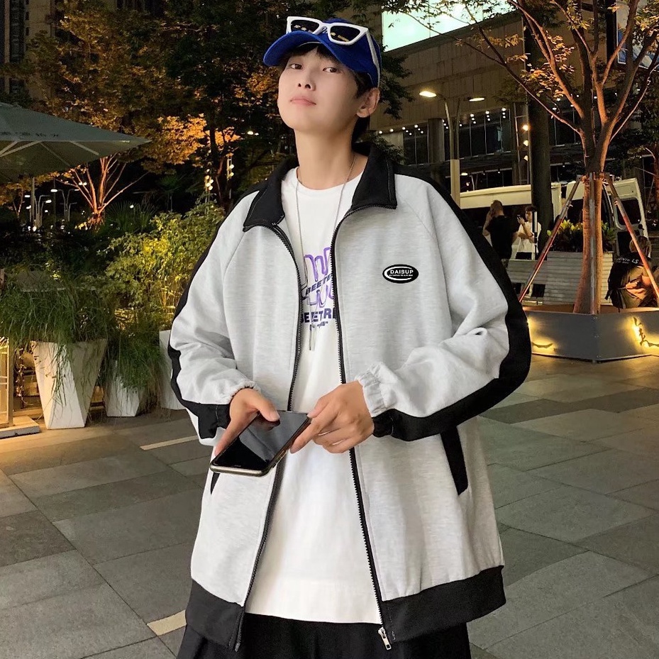 Áo Khoác Thể Thao Cổ Đứng Dáng Rộng Phong Cách Harajuku Thời Trang Xuân Thu 2022 Cho Nam