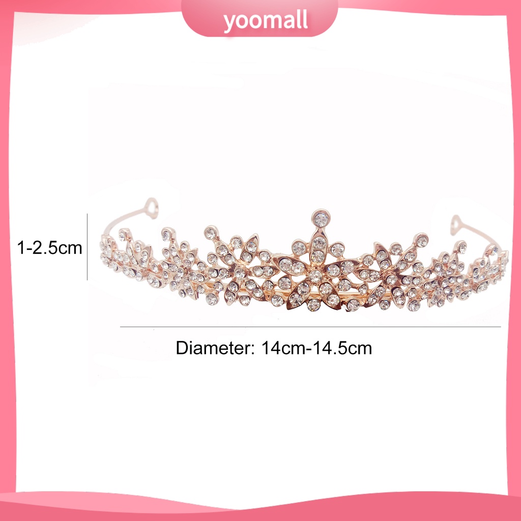 Yoomall| Vương Miện Đính Đá Lấp Lánh Độ Ổn Định Cao Thời Trang Cho Nữ