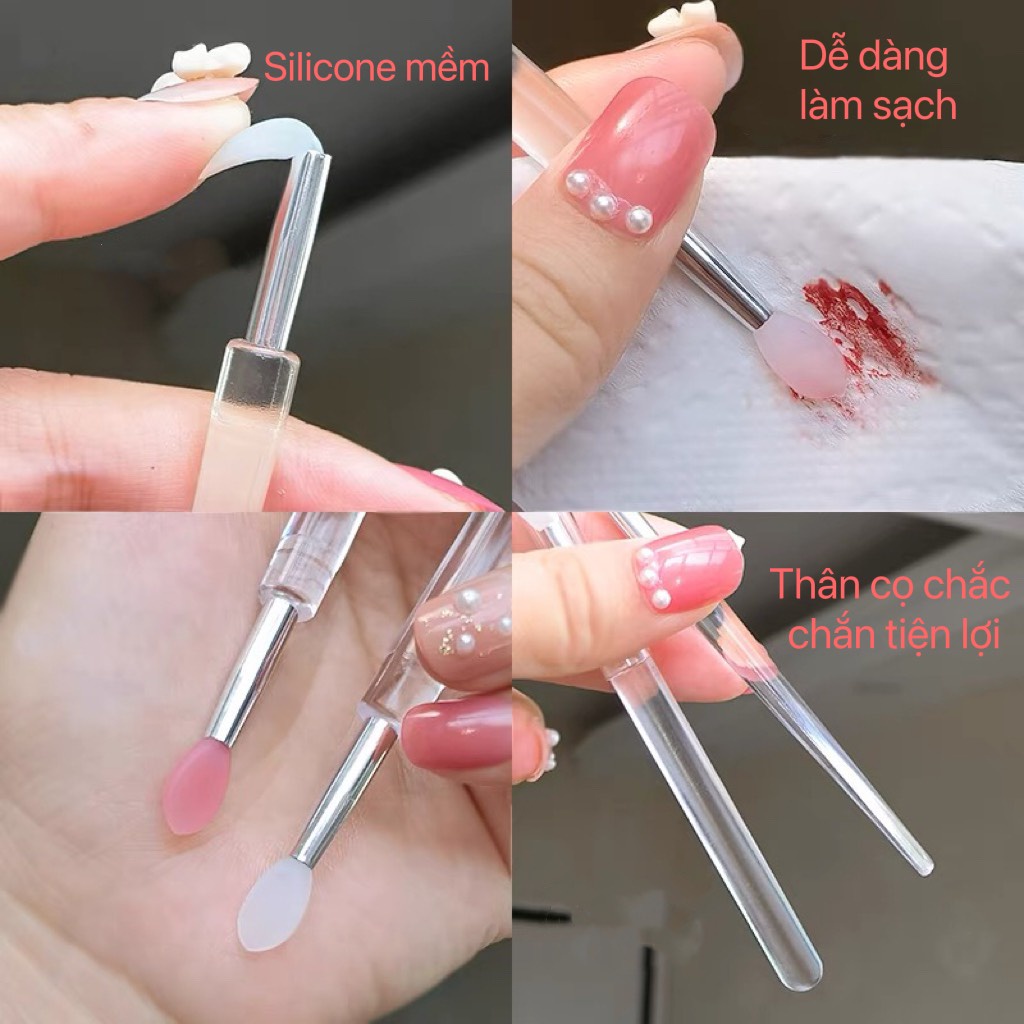 Cọ Tô Son Môi Chất Liệu Silicon Chống Nhòe Ánh Ngọc Trai Lấp Lánh