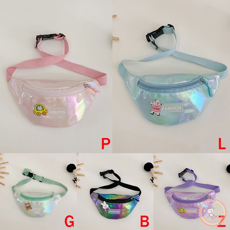 Túi Đeo Hông Bằng Da PU Màu Tương Phản Dành Cho Bé Gái