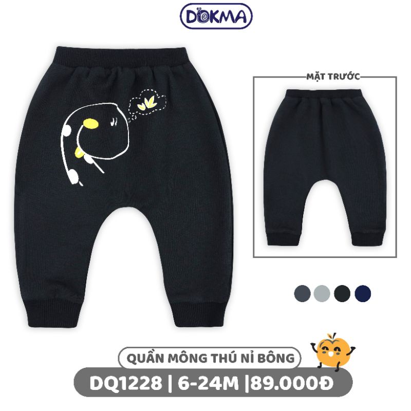 Quần sơ sinh mông thú nỉ bông Dokma 6-36M