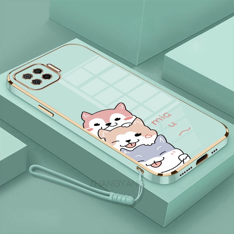 Ốp Điện Thoại Silicon In Hình Chú Chó Hoạt Hình Kèm Dây Đeo Cho oppo a73 4g a93 4g f17 f17 pro