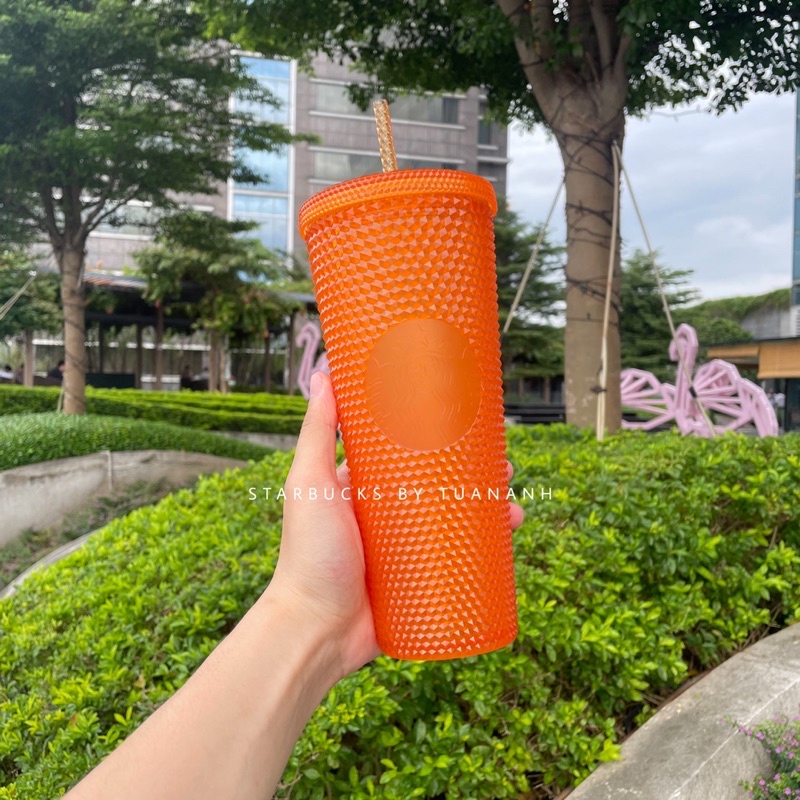 [Chính hãng] Ly Starbucks Studded Bling Orange 710ml