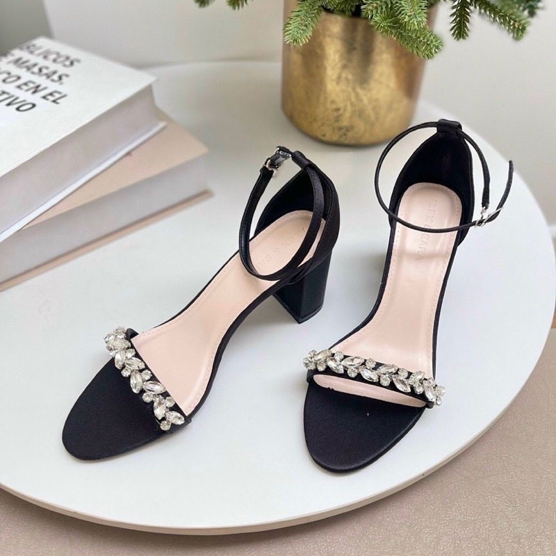 Giày Cao Gót Sandal Lụa Quai Đá