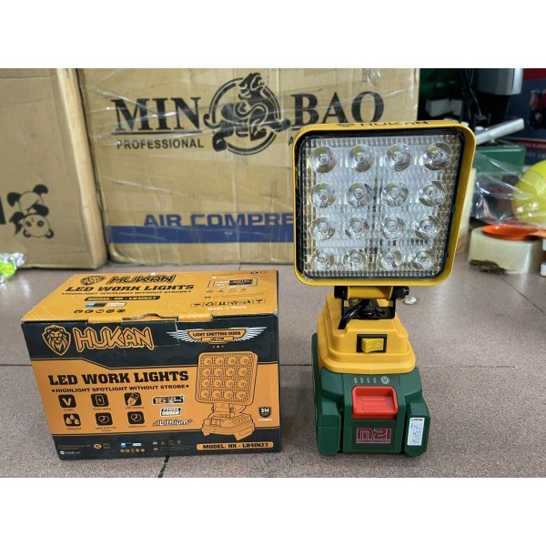 Đèn Pin Led, Đèn Pha Led KÈM CỔNG SẠC DỰ PHÒNG Dùng Pin Chân Pin Phổ Thông Makitaa 14,4v - 21v CHÍNH HÃNG HUKAN Thiết Kế