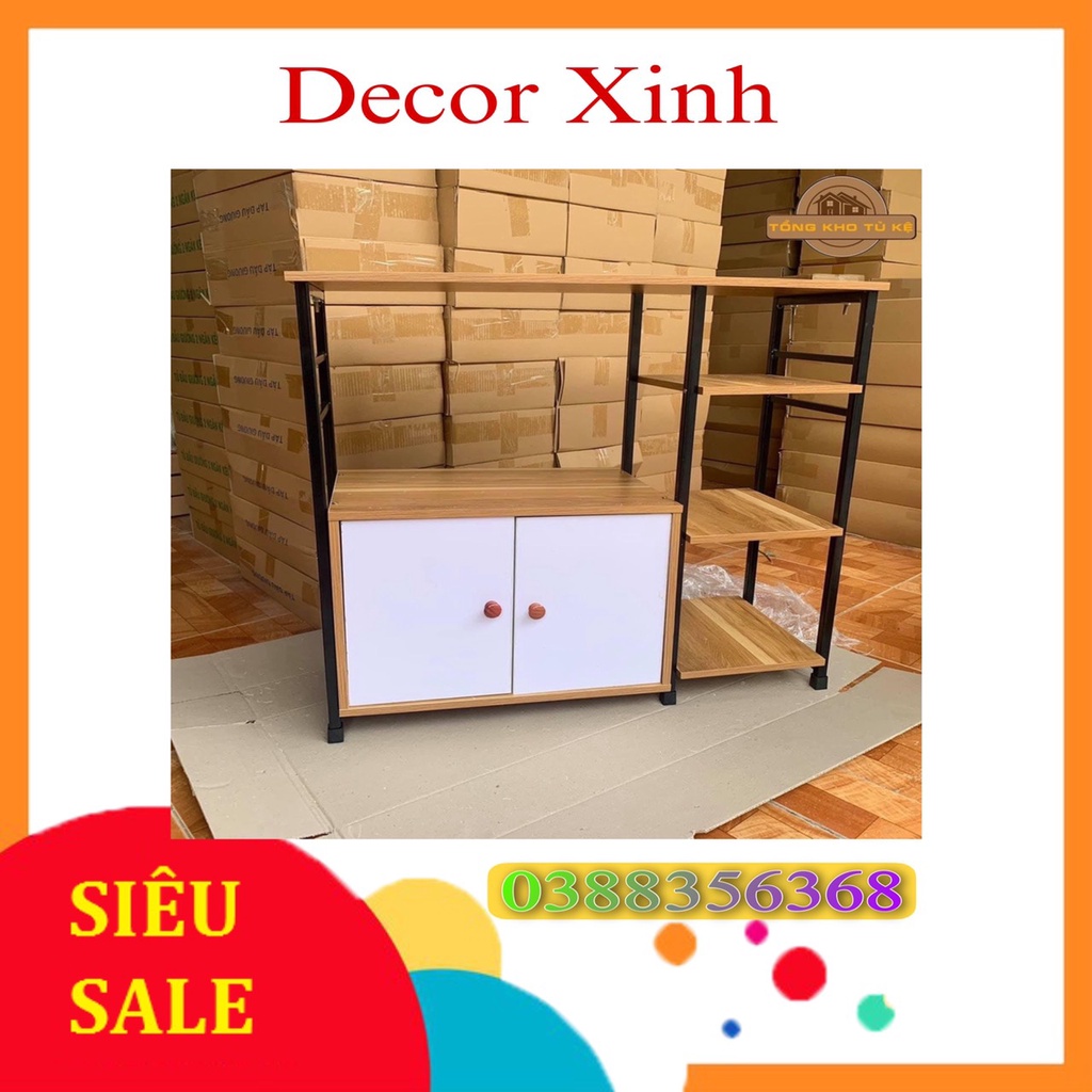 Kệ Bếp 4 tầng khung sắt hiện, phong cách đa năng sang, phong cách Châu Âu chất gỗ MDF dày 12mm Shop Decor Xinh