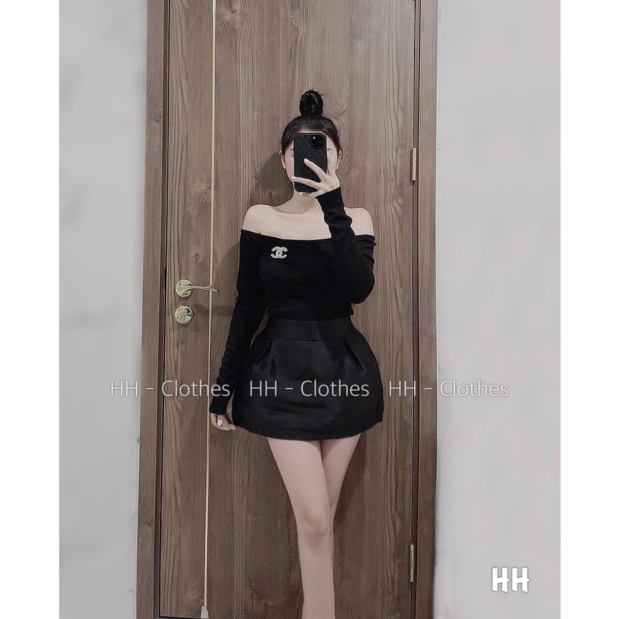 H3-Áo len tăm trễ vai nhà em đây nhé mn ơi. Đẹp xuất sắc luôn đó ak, em về 2 màu lun ko nhanh là hết ạ